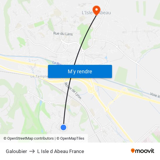 Galoubier to L Isle d Abeau France map