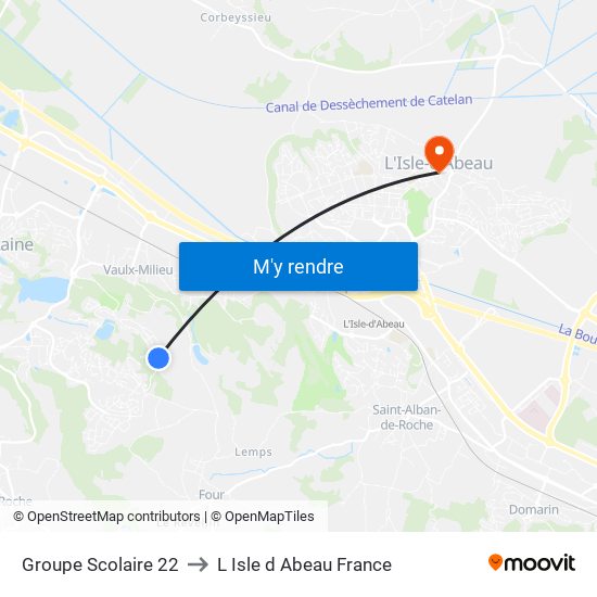 Groupe Scolaire 22 to L Isle d Abeau France map