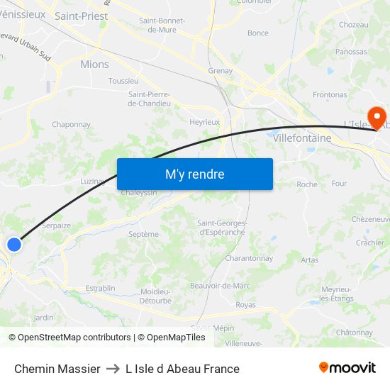 Chemin Massier to L Isle d Abeau France map