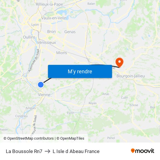 La Boussole Rn7 to L Isle d Abeau France map