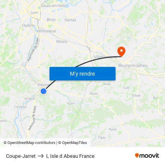 Coupe-Jarret to L Isle d Abeau France map