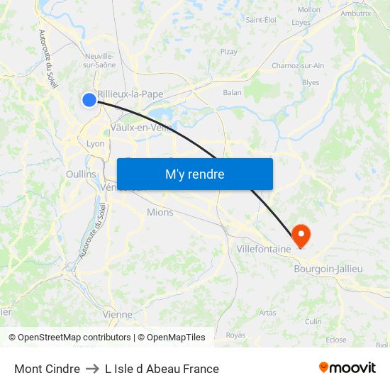 Mont Cindre to L Isle d Abeau France map