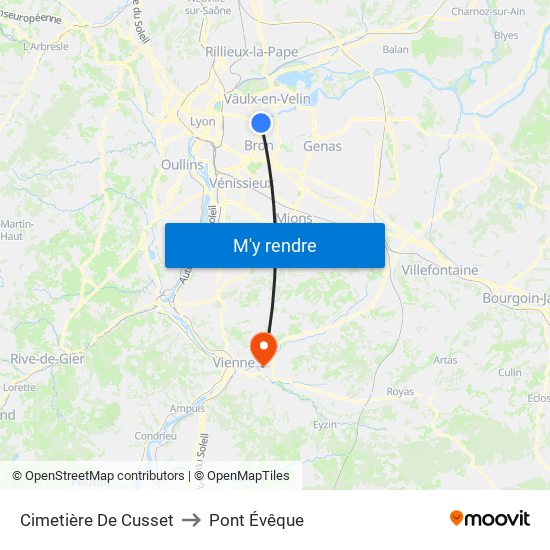 Cimetière De Cusset to Pont Évêque map