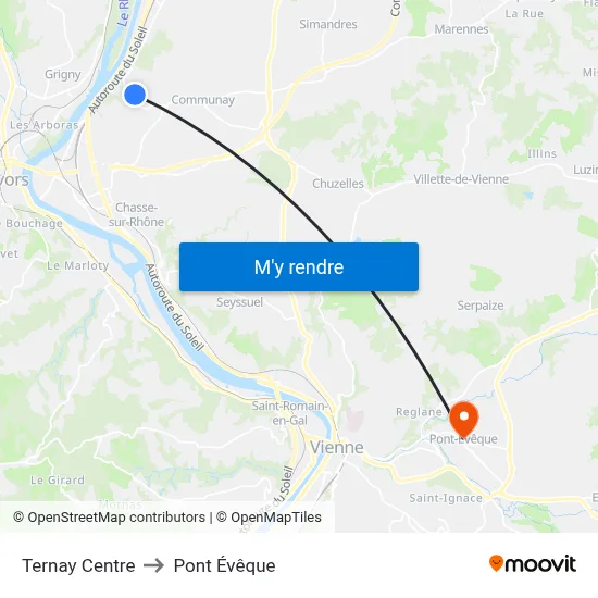 Ternay Centre to Pont Évêque map