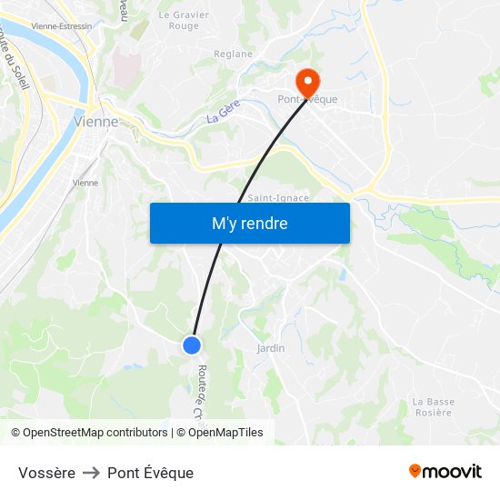 Vossère to Pont Évêque map