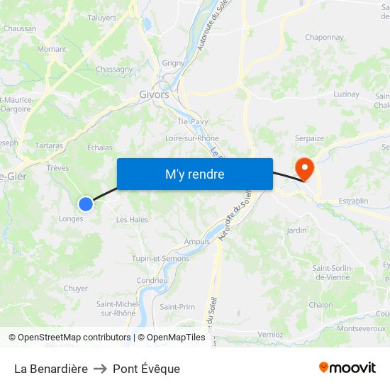 La Benardière to Pont Évêque map