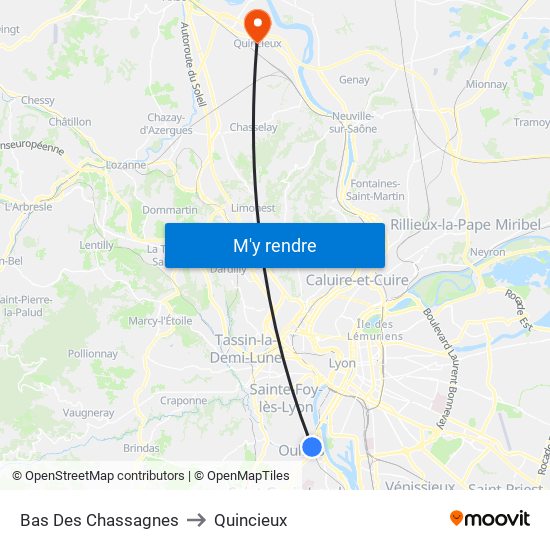 Bas Des Chassagnes to Quincieux map