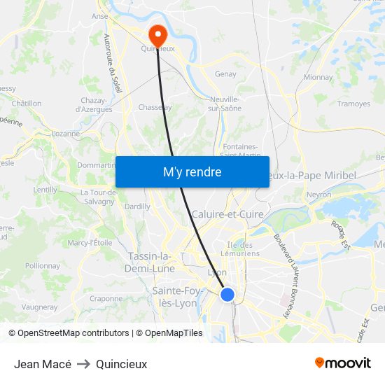 Jean Macé to Quincieux map