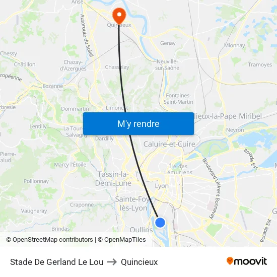 Stade De Gerland Le Lou to Quincieux map