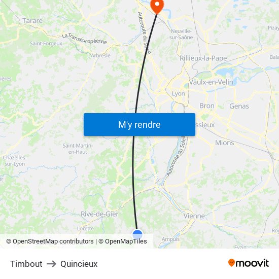 Timbout to Quincieux map