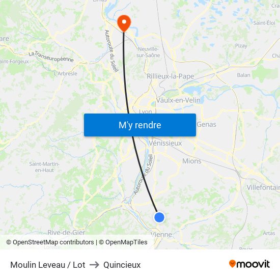 Moulin Leveau / Lot to Quincieux map