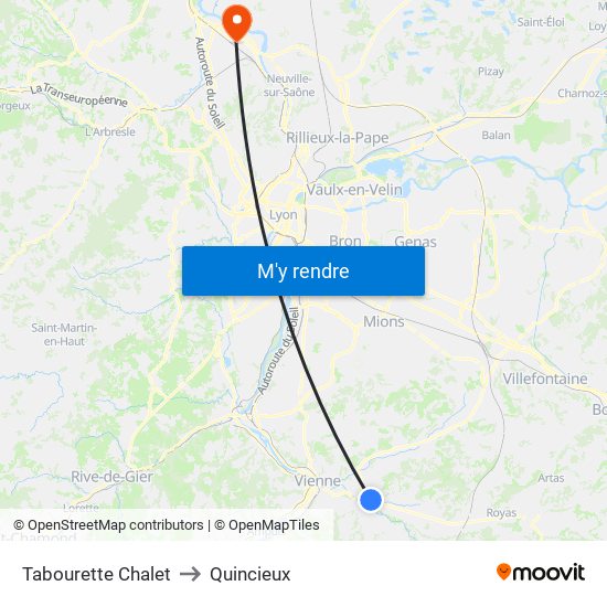 Tabourette Chalet to Quincieux map