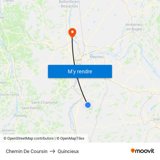 Chemin De Coursin to Quincieux map