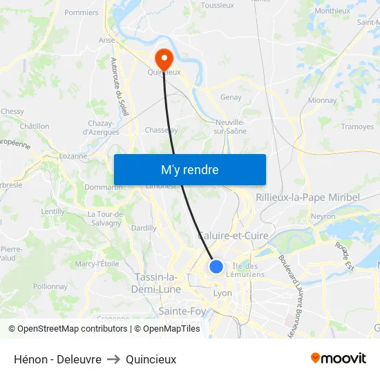 Hénon - Deleuvre to Quincieux map