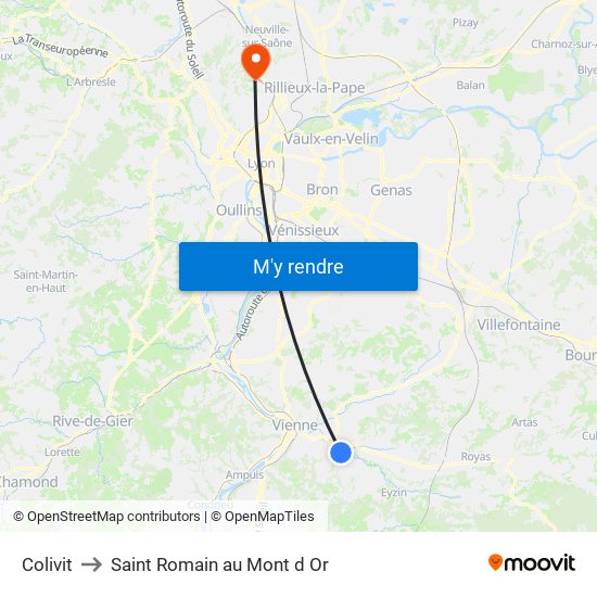 Colivit to Saint Romain au Mont d Or map