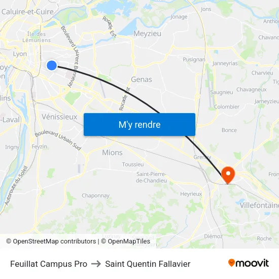 Feuillat Campus Pro to Saint Quentin Fallavier map