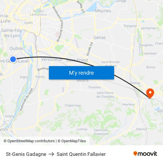 St-Genis Gadagne to Saint Quentin Fallavier map