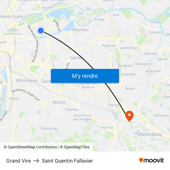 Grand Vire to Saint Quentin Fallavier map