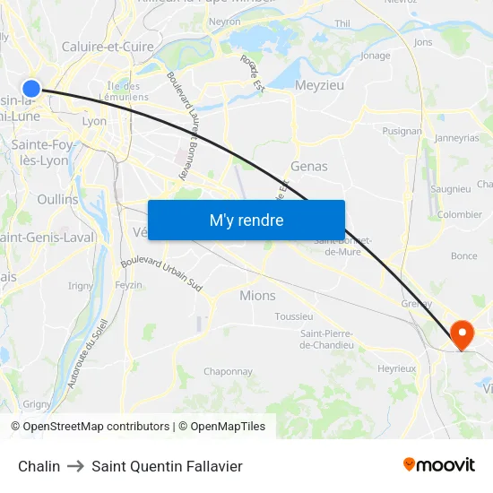 Chalin to Saint Quentin Fallavier map