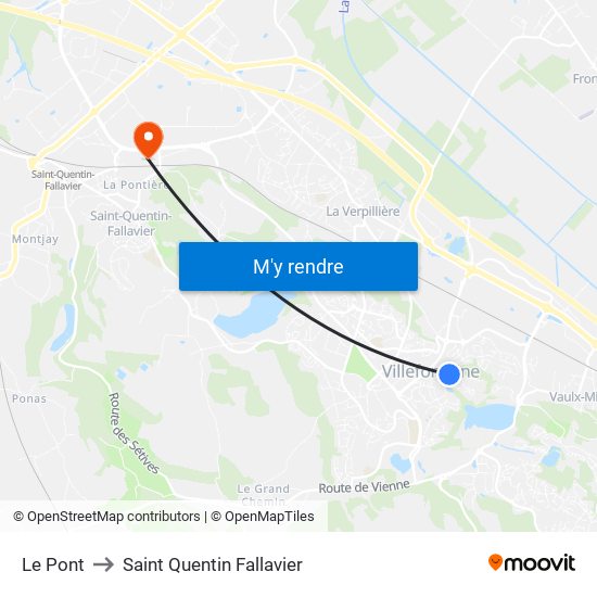 Le Pont to Saint Quentin Fallavier map