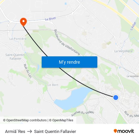 Armiã¨Res to Saint Quentin Fallavier map