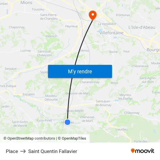 Place to Saint Quentin Fallavier map
