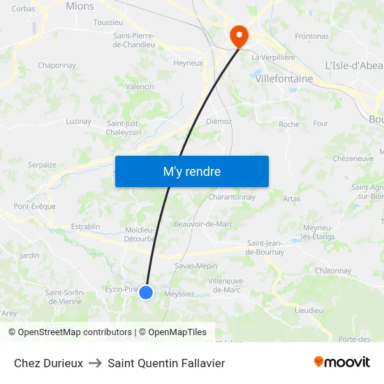 Chez Durieux to Saint Quentin Fallavier map