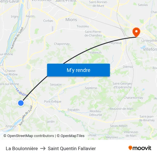 La Boulonnière to Saint Quentin Fallavier map