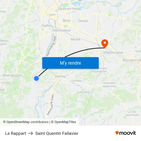 Le Rappart to Saint Quentin Fallavier map