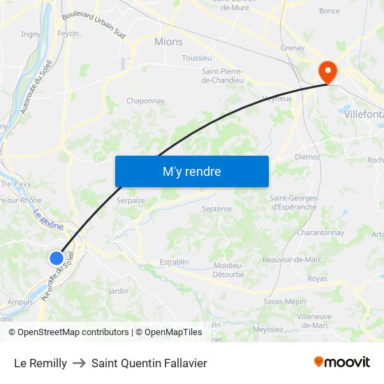 Le Remilly to Saint Quentin Fallavier map