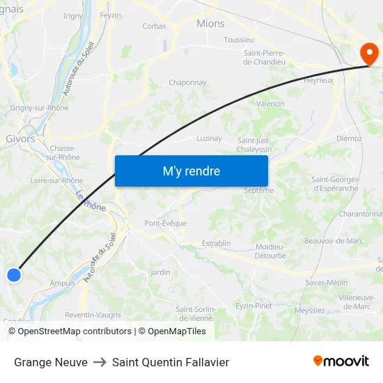 Grange Neuve to Saint Quentin Fallavier map