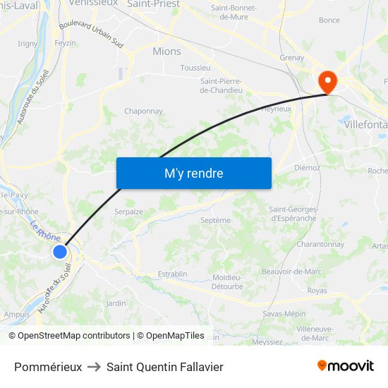 Pommérieux to Saint Quentin Fallavier map