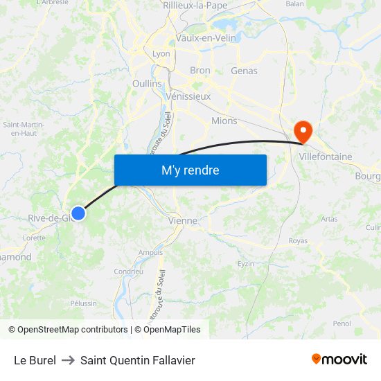 Le Burel to Saint Quentin Fallavier map