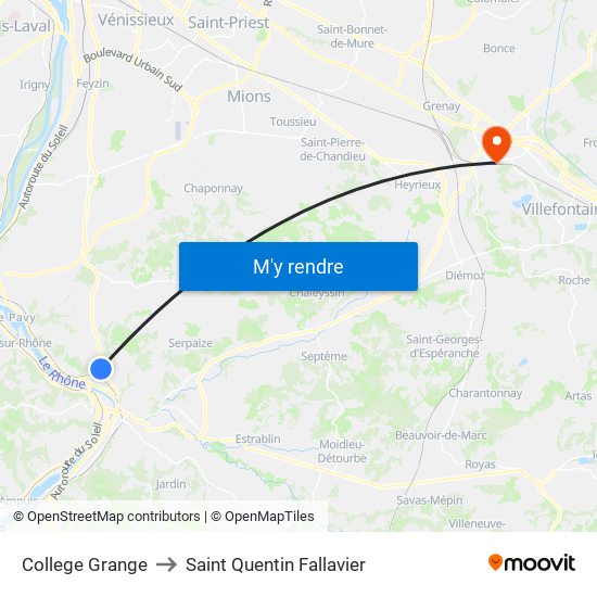 College Grange to Saint Quentin Fallavier map