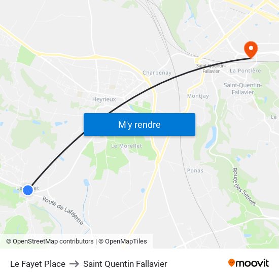 Le Fayet Place to Saint Quentin Fallavier map
