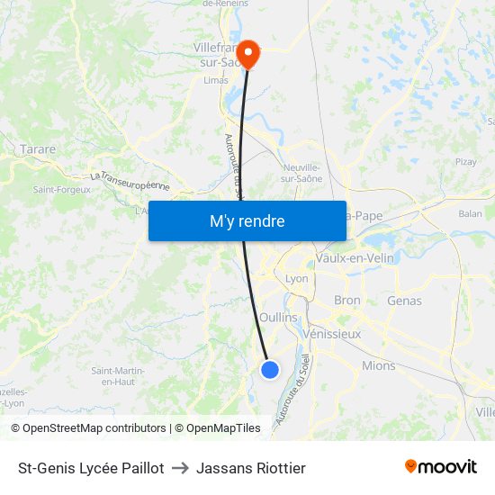 St-Genis Lycée Paillot to Jassans Riottier map