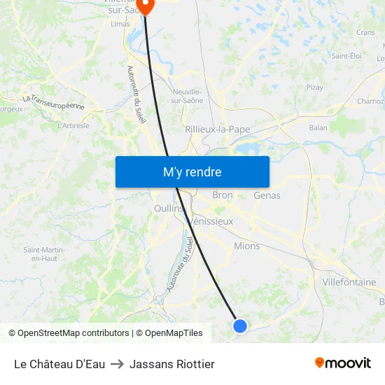 Le Château D'Eau to Jassans Riottier map