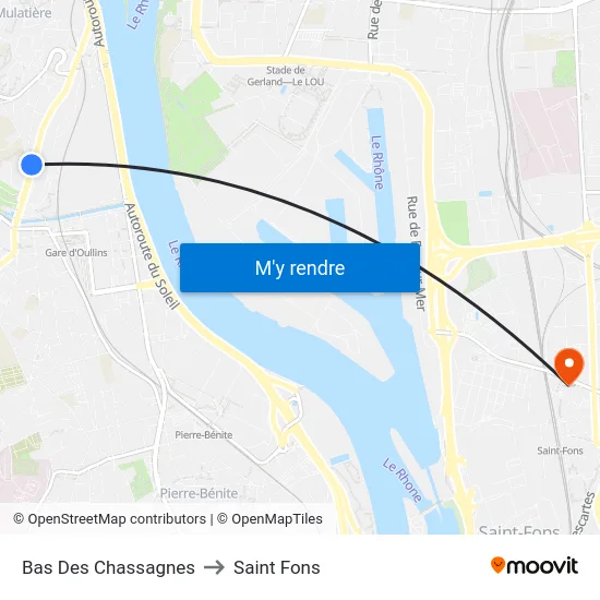 Bas Des Chassagnes to Saint Fons map