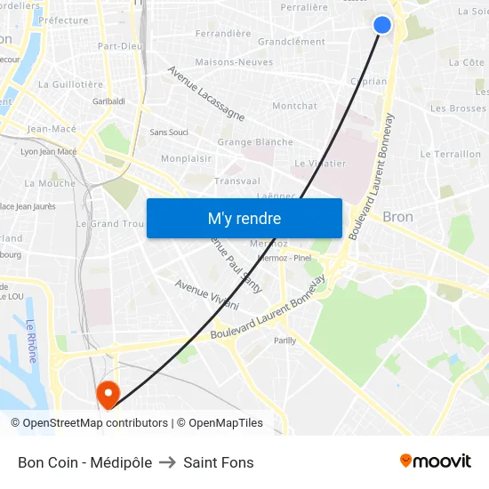 Bon Coin - Médipôle to Saint Fons map