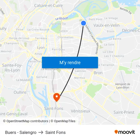 Buers - Salengro to Saint Fons map