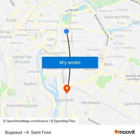 Bugeaud to Saint Fons map