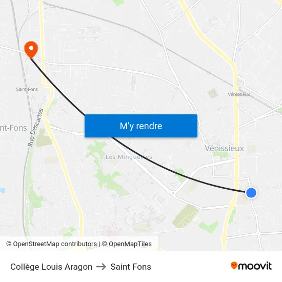 Collège Louis Aragon to Saint Fons map