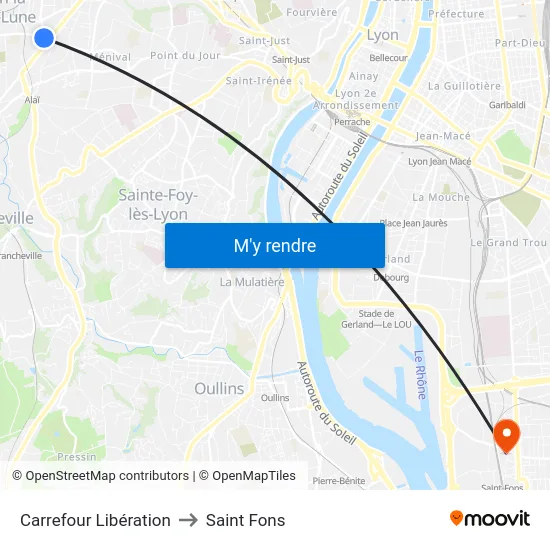Carrefour Libération to Saint Fons map