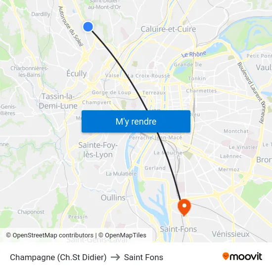 Champagne (Ch.St Didier) to Saint Fons map