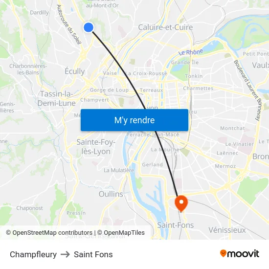 Champfleury to Saint Fons map