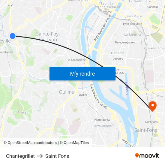 Chantegrillet to Saint Fons map