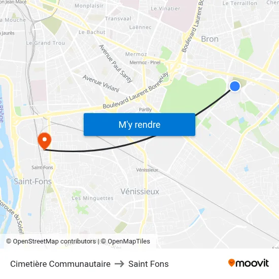 Cimetière Communautaire to Saint Fons map