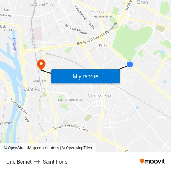 Cité Berliet to Saint Fons map
