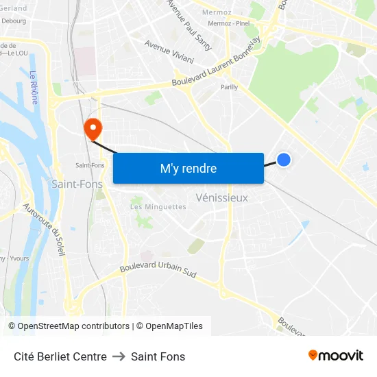 Cité Berliet Centre to Saint Fons map