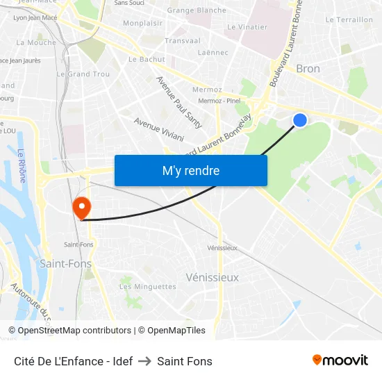 Cité De L'Enfance - Idef to Saint Fons map